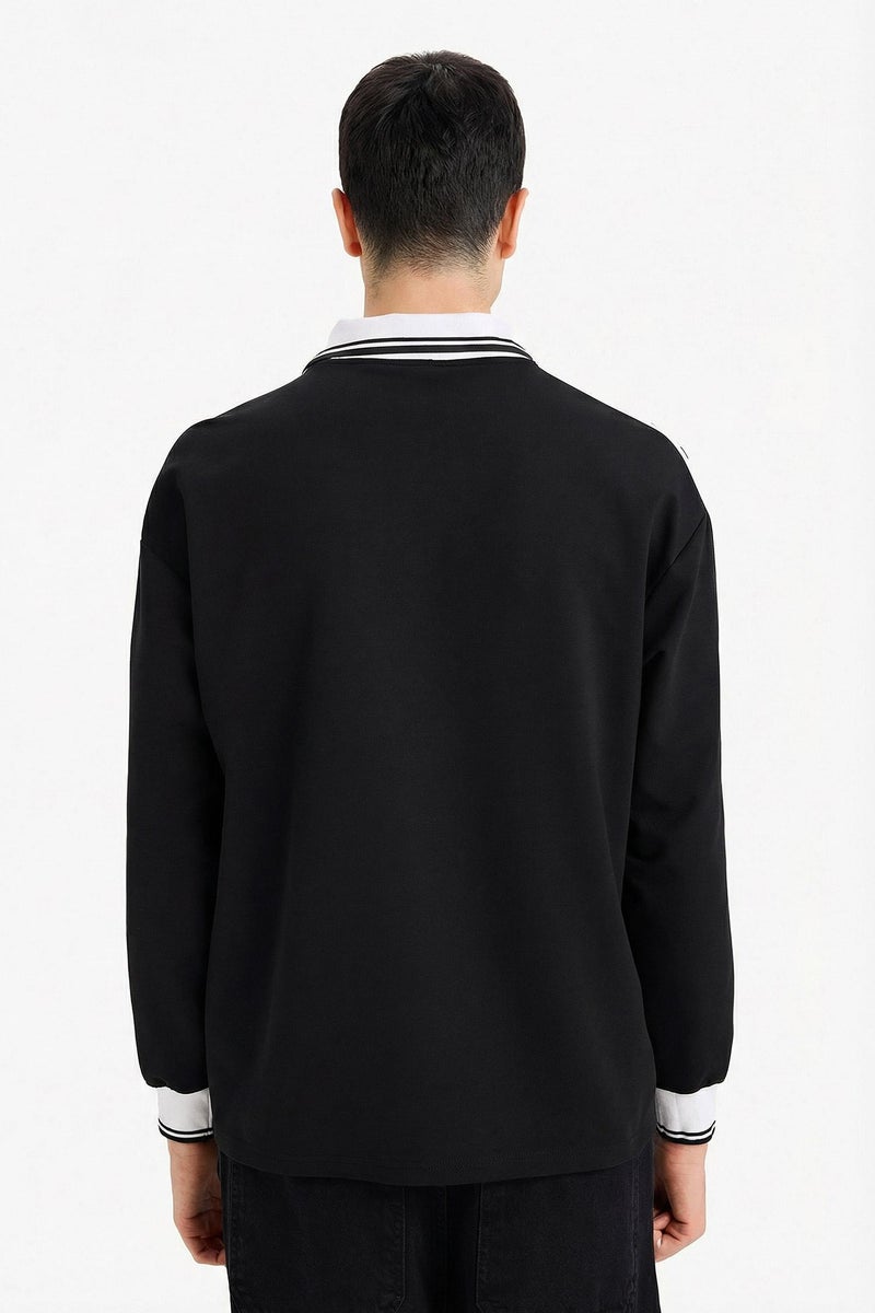 DeFacto Black Man Breathable Boxy Fit Printed Sweatshirt Casual - Image 5